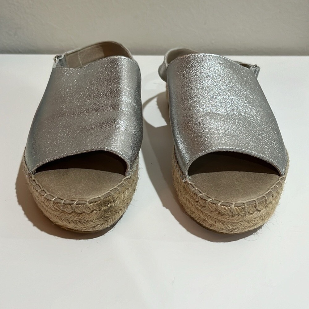 Carvela Kurt Geiger Women's Silver Leather‎ Espadrilles Sz 38 (US 8) Metallic - Picture 4 of 11
